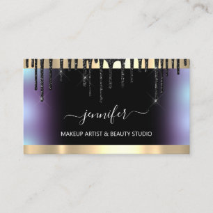 Professional Makeup Artist. Ombré Blue Black Drip Business Card