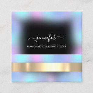 Professional Makeup Artist Ombre Pink Blue Black Square Business Card