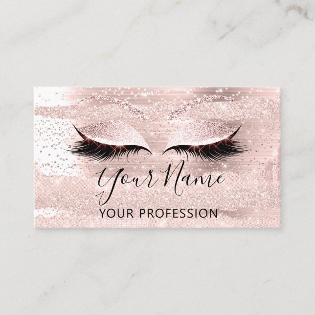 Professional Makeup Artist Pink Eyelash Extension Business Card (Front)