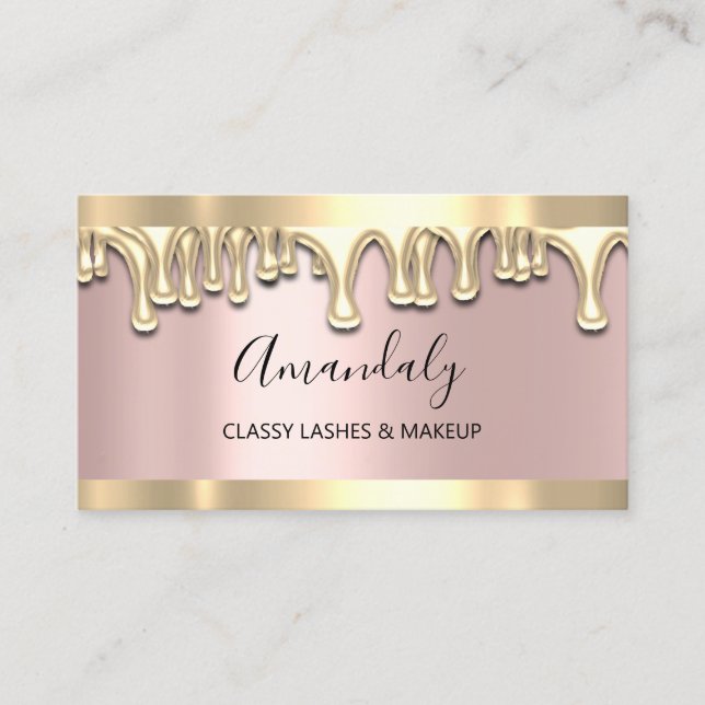Professional Makeup Artist Pink  Waxing Lash Drips Business Card (Front)