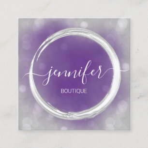Professional Makeup Artist Purple Logo Silver Grey Square Business Card