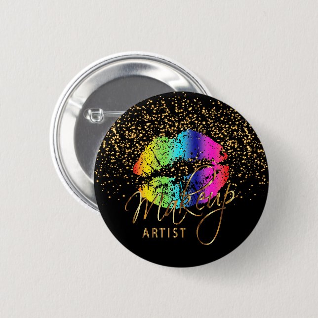 Professional Makeup Artist - Rainbow Lips 6 Cm Round Badge (Front & Back)