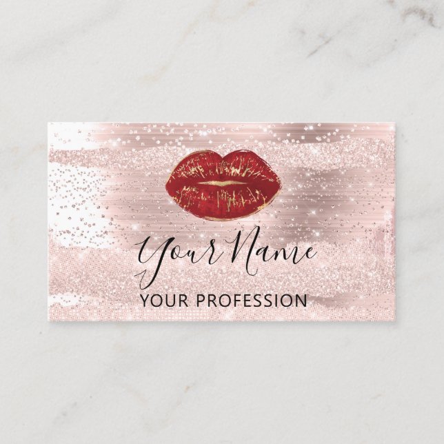 Professional Makeup Artist Red Kiss Lips Blush Business Card (Front)