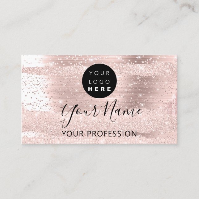 Professional Makeup Artist Rose Confetti Logo Business Card (Front)