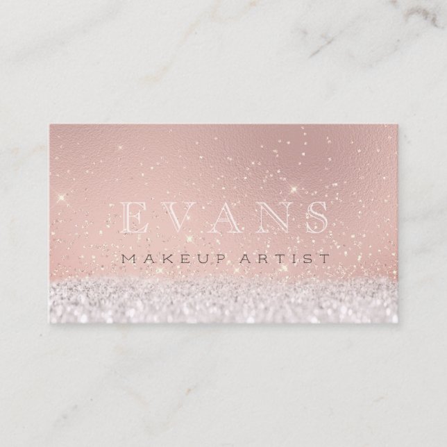 Professional Makeup Artist Rose Glitter Glitter Appointment Card (Front)