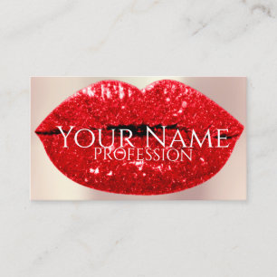 Professional Makeup Artist Rose Glitter Lips Red Business Card