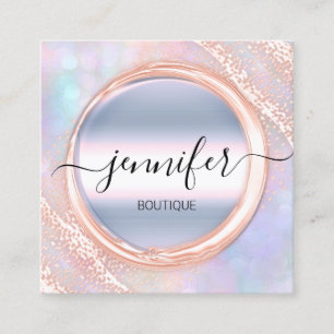 Professional Makeup Artist Rose Holograph Logo Square Business Card