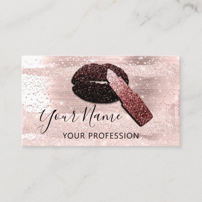Professional Makeup Artist Rose Kiss Lips Business Card (Front)