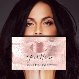 Professional Makeup Artist Rose Kiss Lips Strokes Business Card