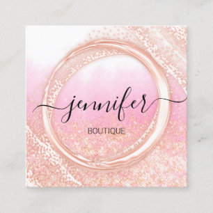 Professional Makeup Artist Rose Ombre Gold Logo Square Business Card