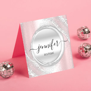 Professional Makeup Artist Rose Silver Grey Logo Square Business Card