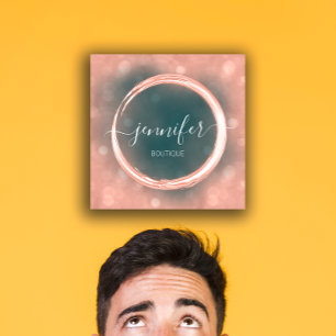 Professional Makeup Artist Rose Teal Logo Square Business Card