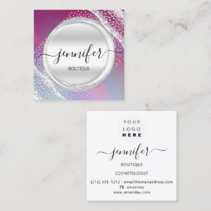 Professional Makeup Artist Silver Silver Grey Logo Square Business Card