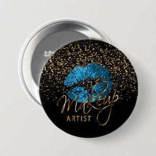 Professional Makeup Artist - Turquoise Blue Lips 7.5 Cm Round Badge