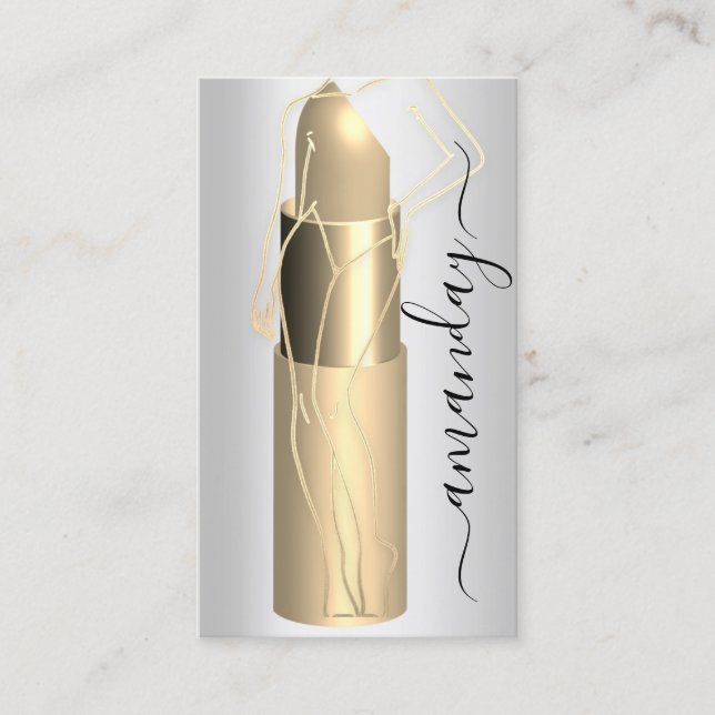 Professional Makeup Body Lipstick QR Code Silver  Business Card (Front)