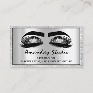 Professional Makeup Eyelash Black Grey Appointment Business Card