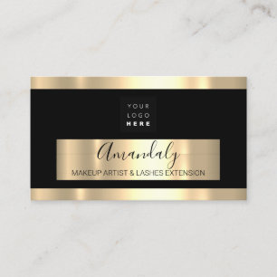 Professional Makeup  Eyelash Extension Gold Logo Business Card
