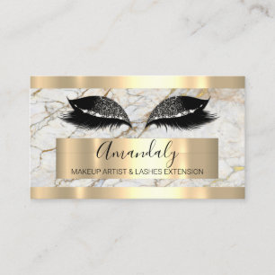 Professional Makeup  Eyelash Extension Gold Marble Business Card