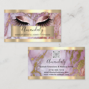 Professional Makeup  Eyelash Extension Marble QR  Business Card