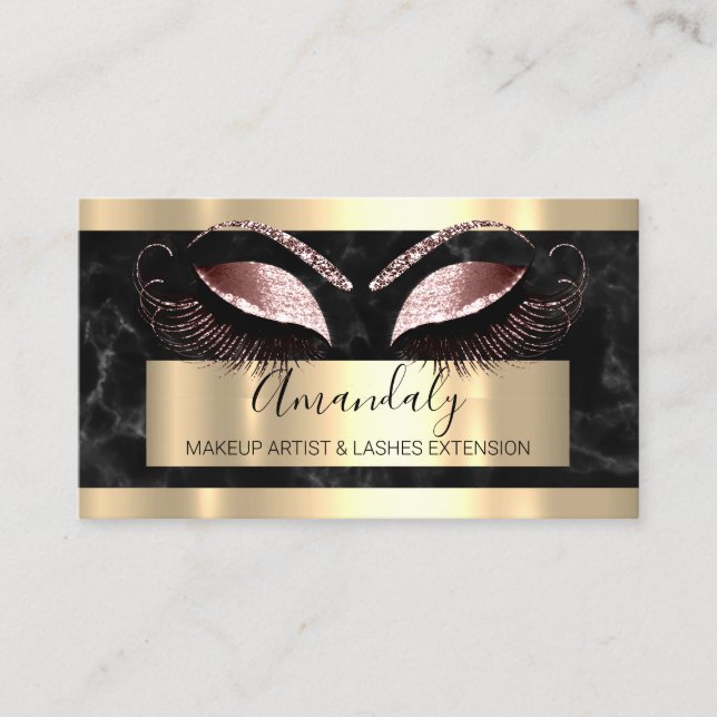 Professional Makeup  Eyelash Extension Rose Marble Business Card (Front)