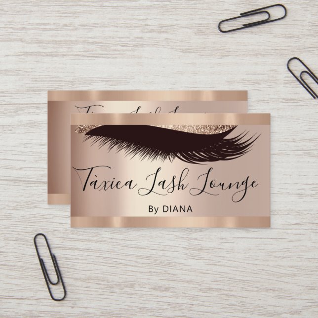 Professional Makeup Eyelash Rose Glitter QRCODE  Business Card (Front/Back In Situ)