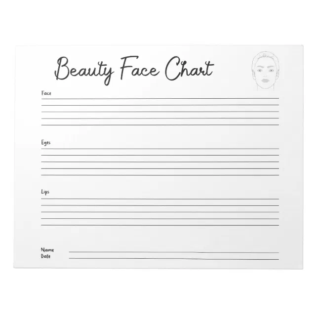 Makeup Theme Notepad professional Makeup Face Chart Notepad | Zazzle