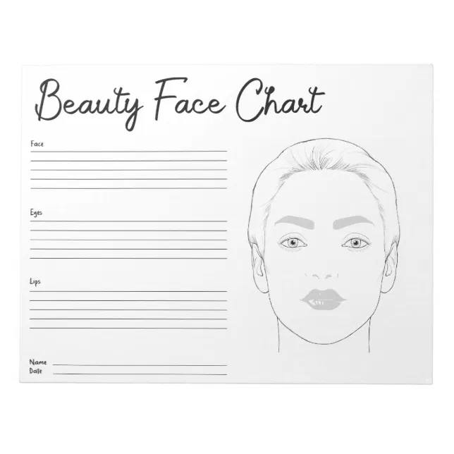 Makeup Theme Notepad professional Makeup Face Chart Notepad | Zazzle