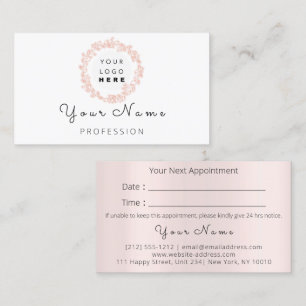 Professional Makeup Hair Wax Lashes Rose Floral Appointment Card