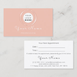 Professional Makeup Hair Wax Lashes Rose Modern Appointment Card