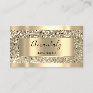 Professional Makeup Holograph Gold Glitter Framed Business Card