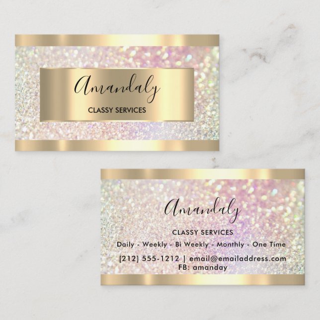 Professional Makeup Holograph Rose Gold Glitter Bu Business Card (Front/Back)