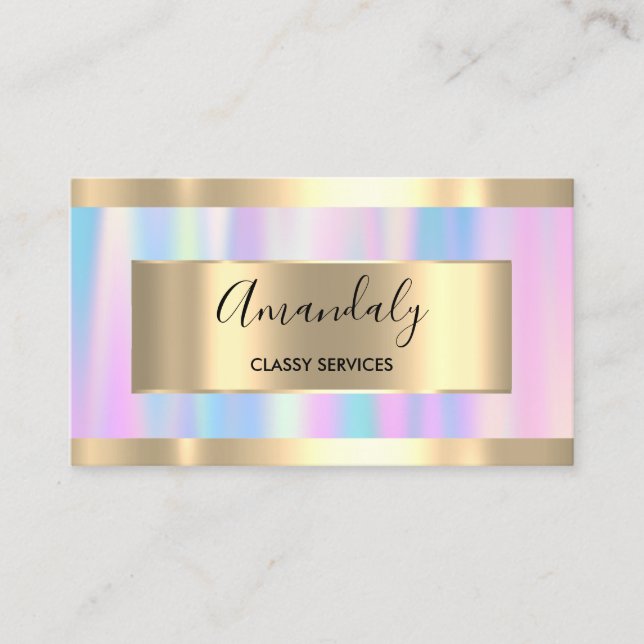 Professional Makeup Holograph Rose Gold Pink Busin Business Card (Front)