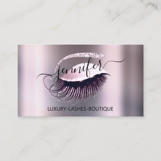 Professional Makeup Lash QR Code Pink Smoky Business Card (Front)