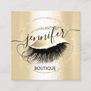 Professional Makeup Lash Shop QR Code Glam Gold Square Business Card