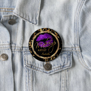Professional Makeup - Purple, Black and Marble 7.5 Cm Round Badge