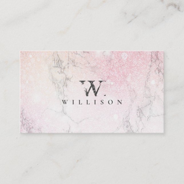 Professional Marble Glitter monogram Business Card (Front)