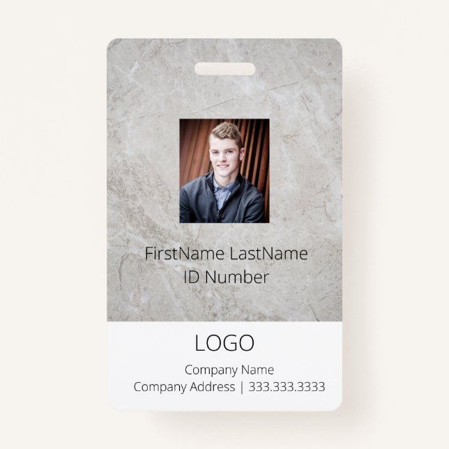 Professional Marble Look Employee ID ID Badge (Front)