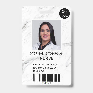 Professional marble nurse photo logo code ID badge