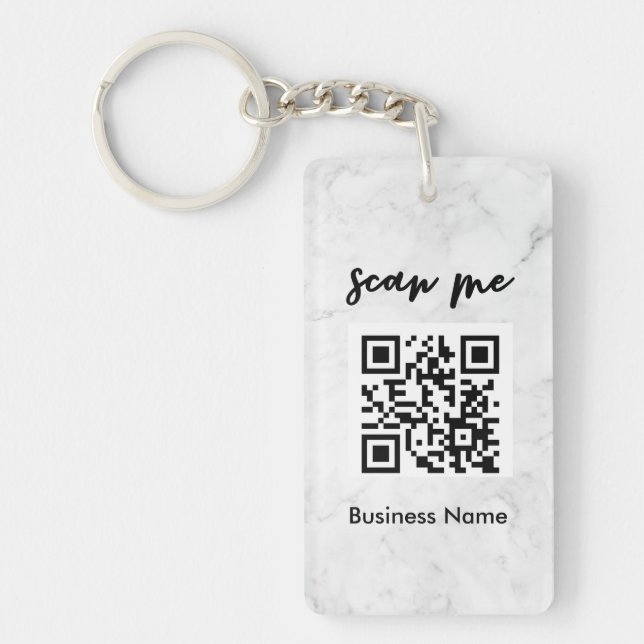 Professional Marble QR Code Your Logo  Keychain (Front)