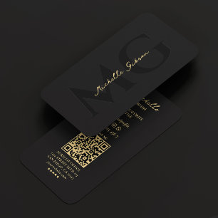 Professional Marketing Black Modern Monogram  Business Card