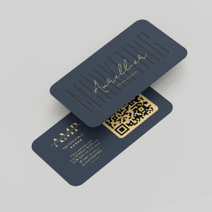 Professional Marketing Monogram Dark Blue Modern Business Card