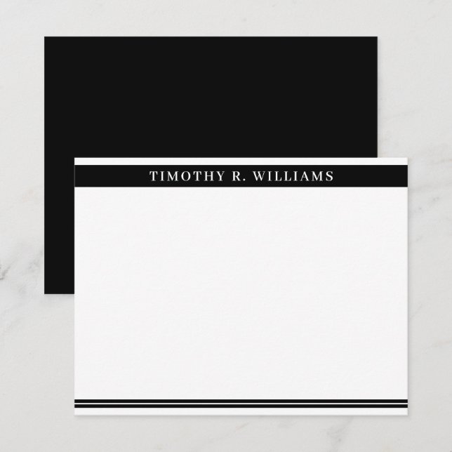 Professional Masculine Black White Personalised Card (Front/Back)