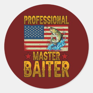 Professional Master Baiter Fisherman American Classic Round Sticker