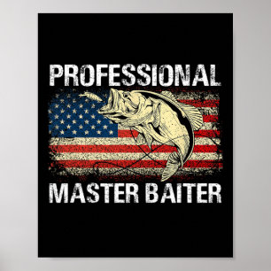 Professional Master Baiter Retro American Flag Fun Poster