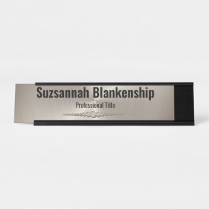 Professional Matte Silver Faux Metallic Custom Desk Name Plate