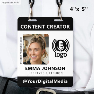 Professional Media ID Pass Photo Logo Black Badge