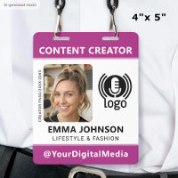 Professional Media ID Pass Photo Logo Pink