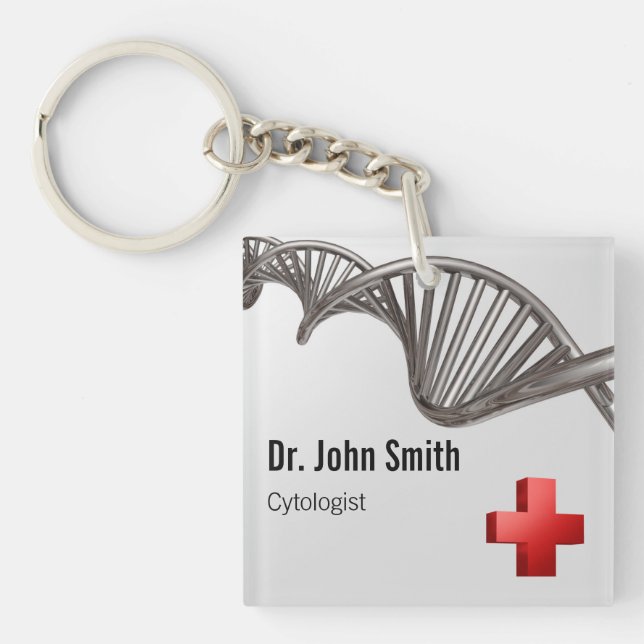 Professional Medical 3D Symbol Cross DNA Key Ring (Front)