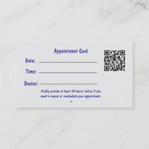 Professional Medical Appointment Card with QR Code