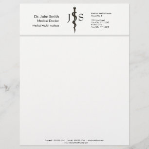 Professional Medical Asclepius Black Simple White Custom Letterhead